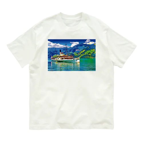 スイス ルツェルン湖の汽船 Organic Cotton T-Shirt