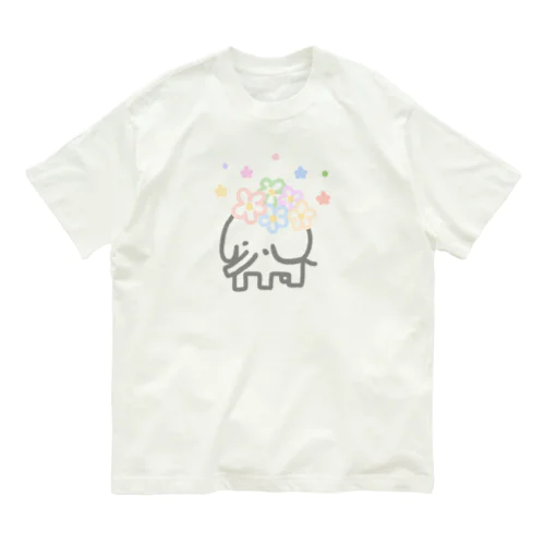 お花とぞうさん2 オーガニックコットンTシャツ