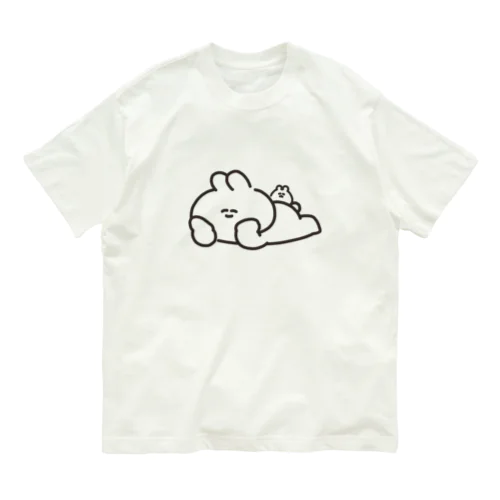 寝そべりうさちゃんハムちゃん オーガニックコットンTシャツ