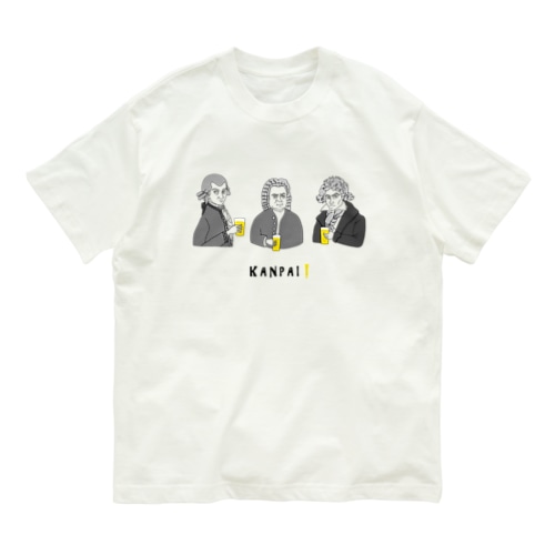 偉人 × BEER（三人の音楽家）黒線画 Organic Cotton T-Shirt