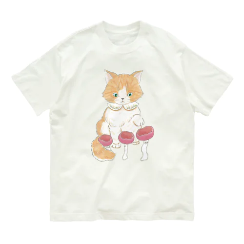 ふわふわネコとウスベニコップタケ Organic Cotton T-Shirt