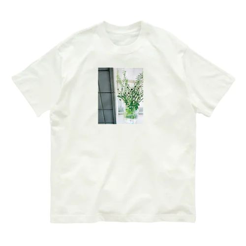 しろいお花 オーガニックコットンTシャツ