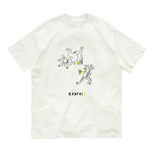 名画 × BEER（鳥獣戯画）黒線画 Organic Cotton T-Shirt