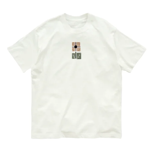 花　flower レトロ　 オーガニックコットンTシャツ