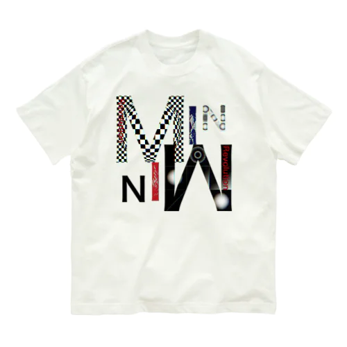 Minmin revolution 文字遊び　モダン オーガニックコットンTシャツ