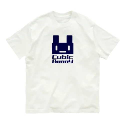 CubicBunny ネイビーロゴ スクエア オーガニックコットンTシャツ