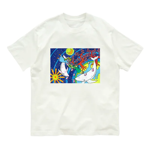 桜の女神と白いクジラ オーガニックコットンTシャツ