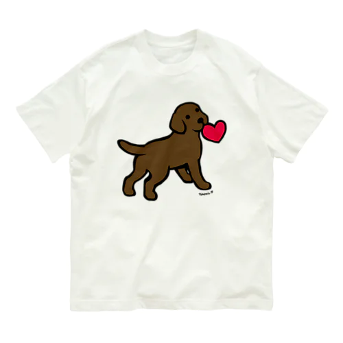 チョコラブパピーと赤いハート Organic Cotton T-Shirt