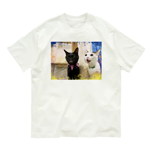 妖怪猫コンビ オーガニックコットンTシャツ