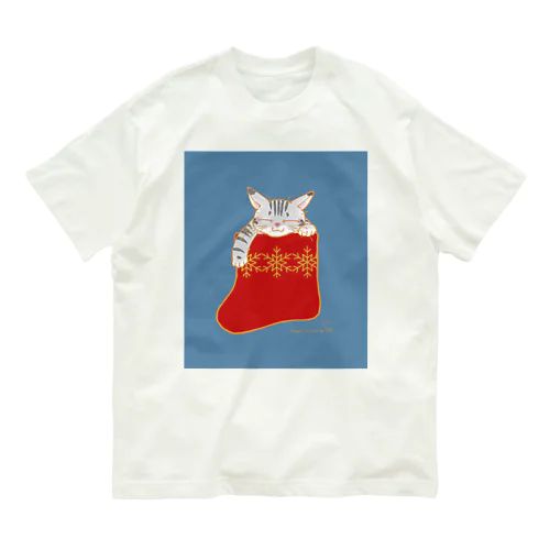 靴下猫あります🧦　青 アメショ Organic Cotton T-Shirt