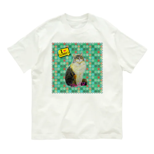 水玉Bob Cat オーガニックコットンTシャツ