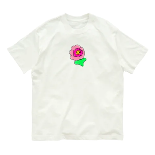 フラワー顔つき オーガニックコットンTシャツ