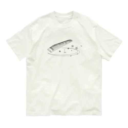 箏と桜（黒線） Organic Cotton T-Shirt