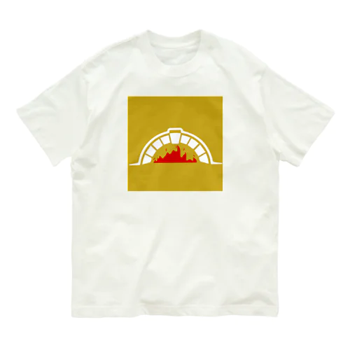 石窯ピザたつだ・ロゴ オーガニックコットンTシャツ