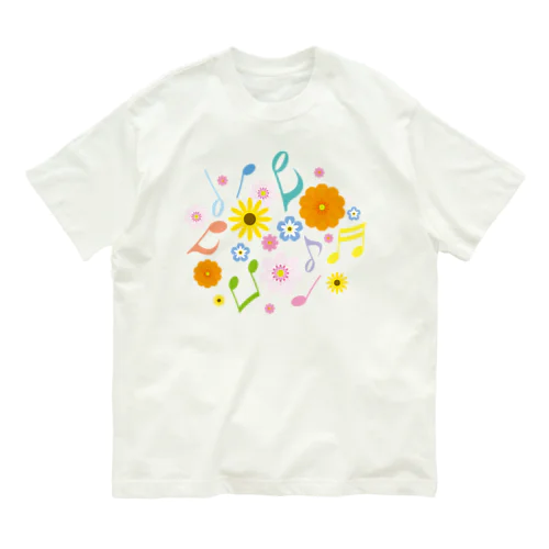 きれいな花と音符 Organic Cotton T-Shirt