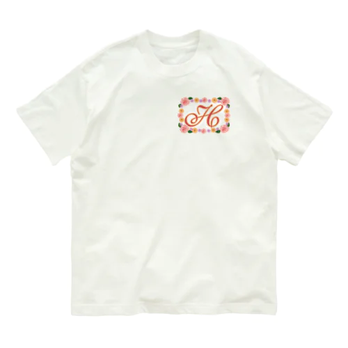 フラワー イニシャル H  は行 名前 Organic Cotton T-Shirt