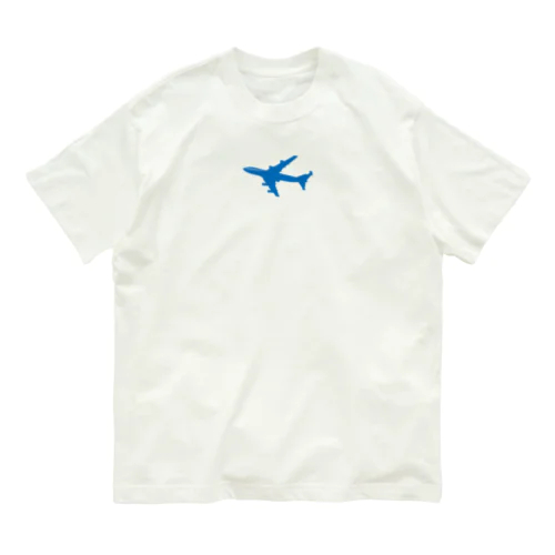 Blue Flying Airplane Organic Cotton T-Shirt