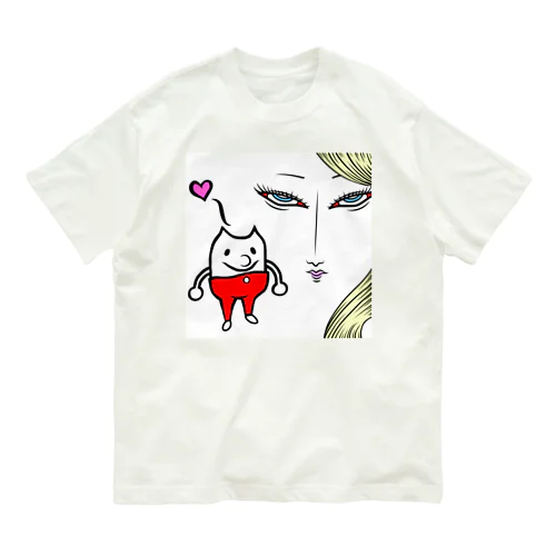 猫と美女 オーガニックコットンTシャツ