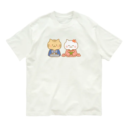 お正月猫さん オーガニックコットンTシャツ