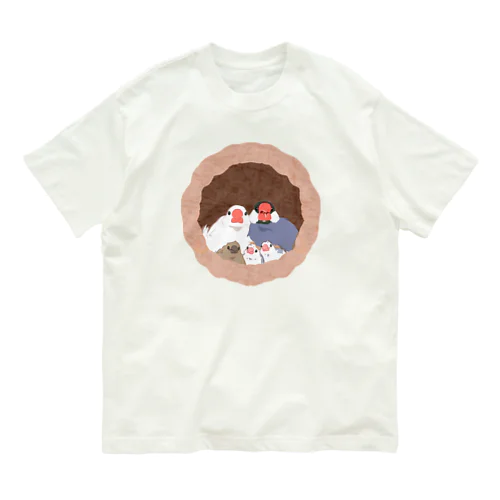 文鳥一家のどこでも壷巣！住み着くシリーズ Organic Cotton T-Shirt