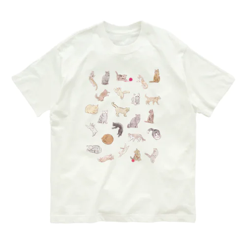 猫イラスト集合（縦） オーガニックコットンTシャツ