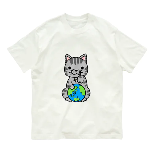 脅してくるにゃんこ オーガニックコットンTシャツ