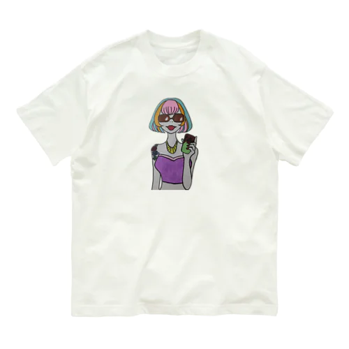 Colorful Hair Woman No.2 オーガニックコットンTシャツ