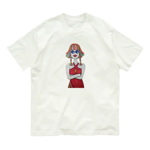 Colorful Hair Woman No.3 Organic Cotton T-Shirt