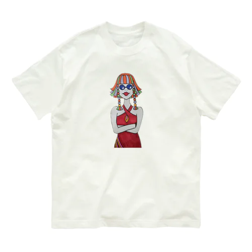 Colorful Hair Woman No.3 オーガニックコットンTシャツ