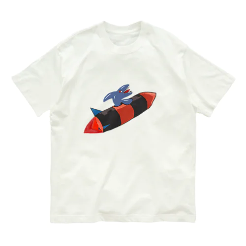 空飛ぶシャチ　オレンジ オーガニックコットンTシャツ