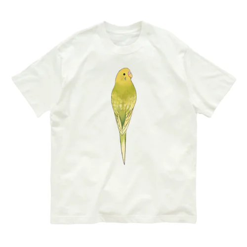 見返り美人セキセイインコちゃん【まめるりはことり】 オーガニックコットンTシャツ