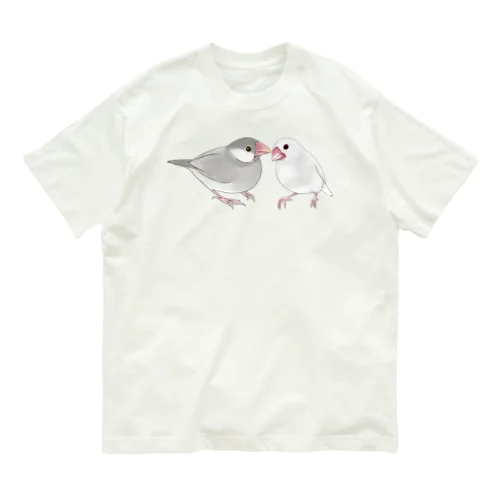 幸せ文鳥ちゃん【まめるりはことり】 オーガニックコットンTシャツ