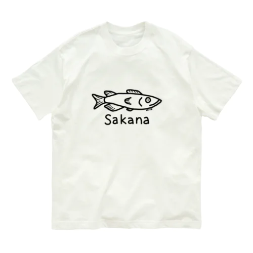 Sakana (魚) 黒デザイン オーガニックコットンTシャツ