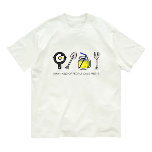 スキレットとカトラリー（黒字） Organic Cotton T-Shirt