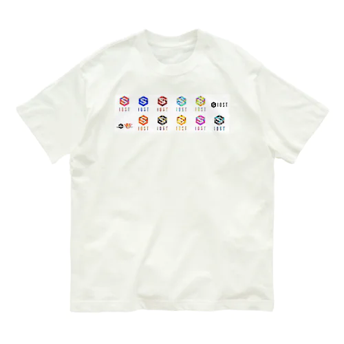 IOST【迷彩ロゴ】カラフルデザイン オーガニックコットンTシャツ