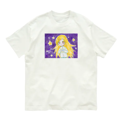 水色の星と少女 オーガニックコットンTシャツ