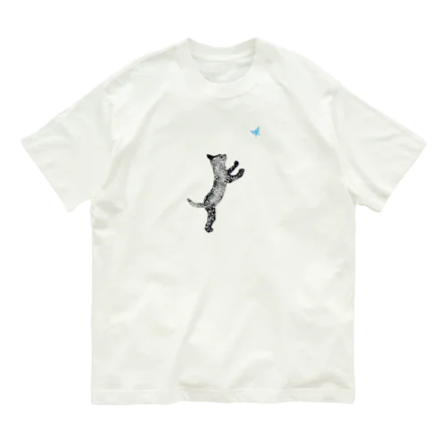 青い蝶と猫 Organic Cotton T-Shirt