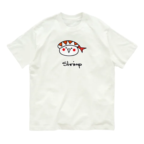 可愛いお寿司のキャラクター：海老ちゃん オーガニックコットンTシャツ