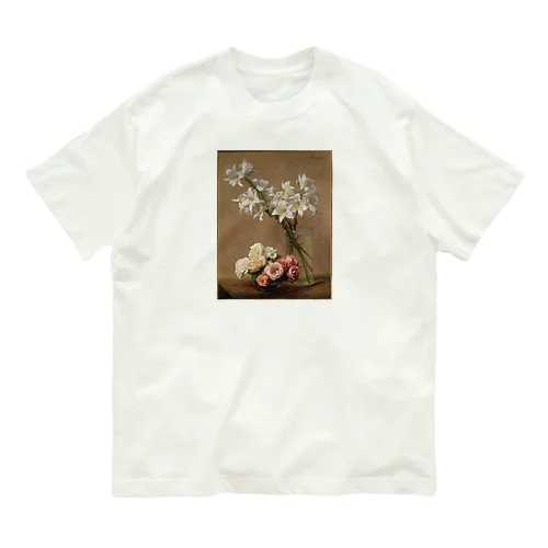 アンリファンタンラトゥール 　/　バラとユリ　Roses and Lilies 1888 Organic Cotton T-Shirt