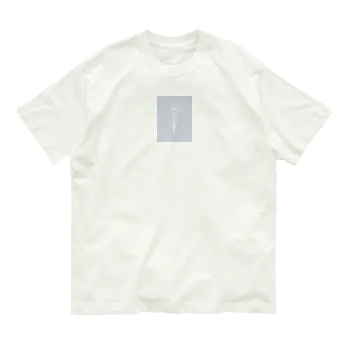 White Flower babygrayBlue オーガニックコットンTシャツ