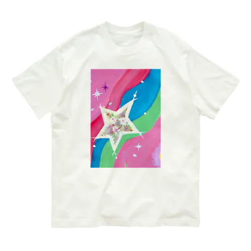 流れ星　(ピンク) オーガニックコットンTシャツ