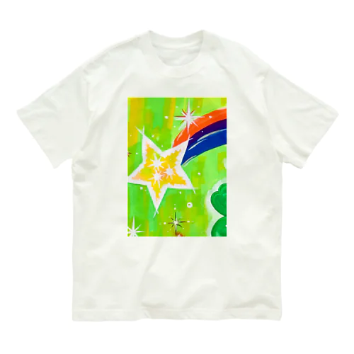 流れ星　(グリーン) オーガニックコットンTシャツ