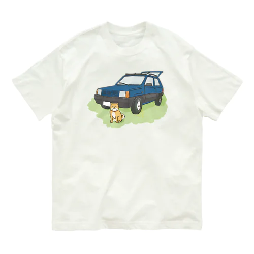 【青】ぱんだといぬ オーガニックコットンTシャツ