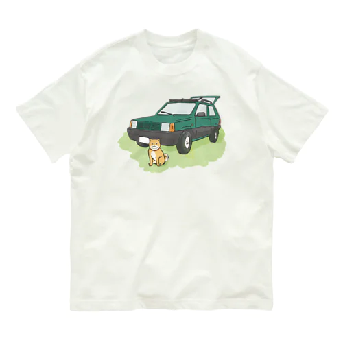 【緑】ぱんだといぬ オーガニックコットンTシャツ