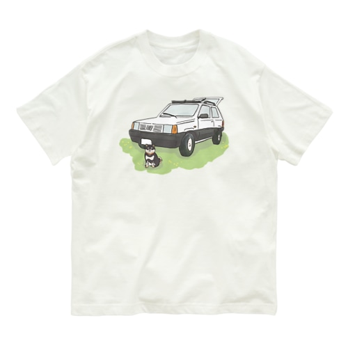 【白】ぱんだと黒柴 Organic Cotton T-Shirt
