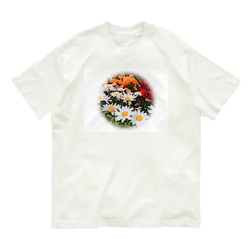 Flower Garden 丸枠ver. オーガニックコットンTシャツ