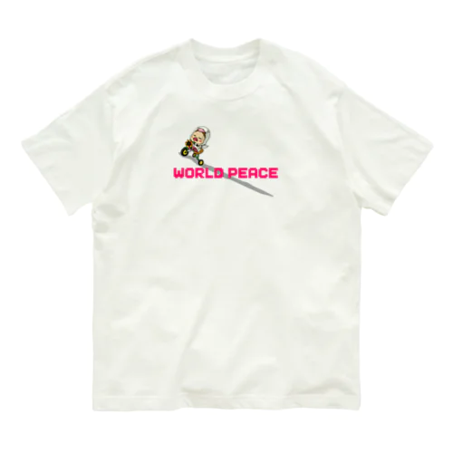 世界平和だよ！さげみちゃん（ドット文字） Organic Cotton T-Shirt