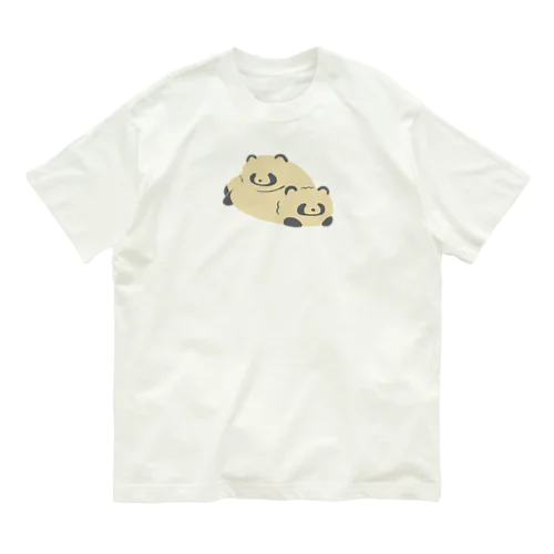 重なるたぬき Organic Cotton T-Shirt