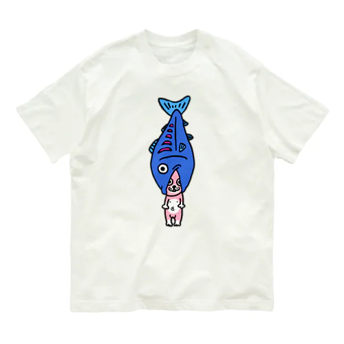 しゃけうさ（バックプリントあり） オーガニックコットンTシャツ