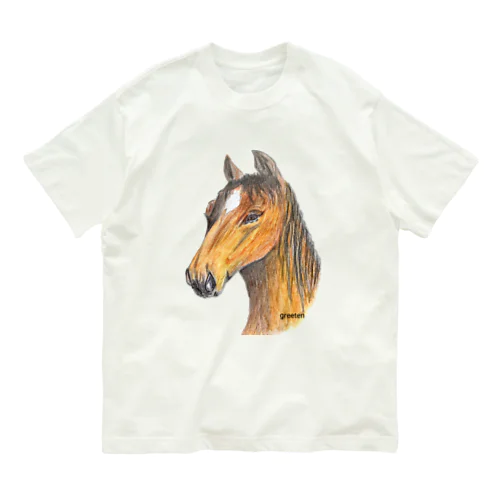 馬 アート オーガニックコットンTシャツ